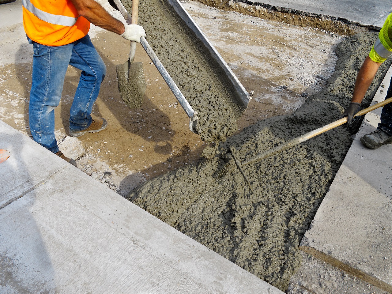 Pouring cement durung Upgrade to residential street